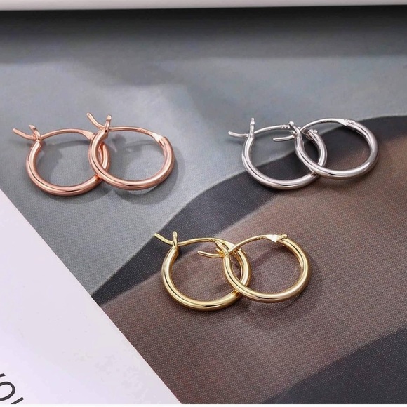 Elegant Rose Gold Hoop Earrings (065) - Picture 5 of 5